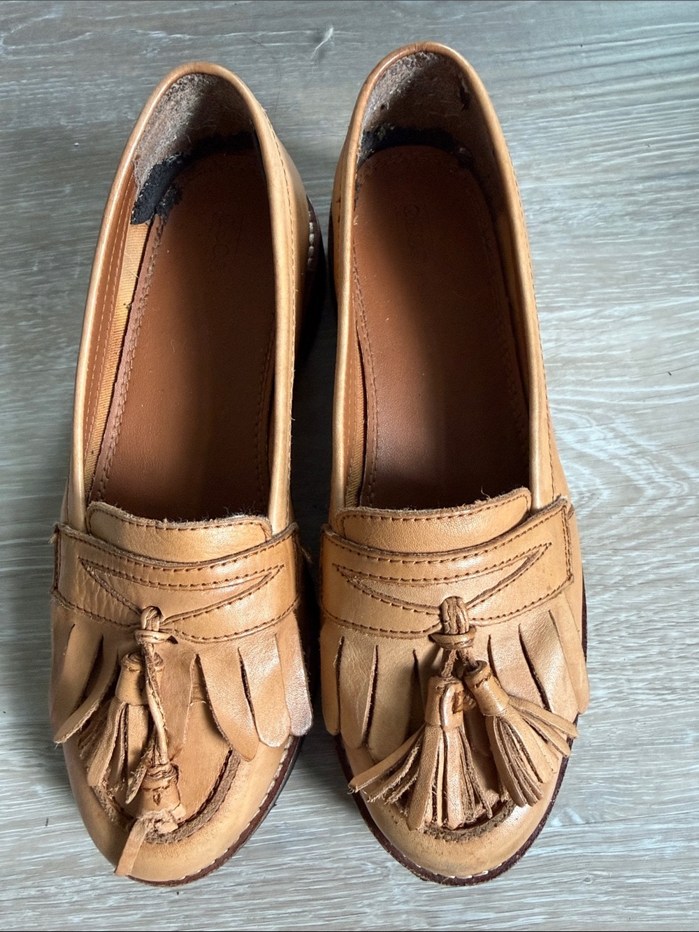 ASOS Tan Tassel Fringe Loafers